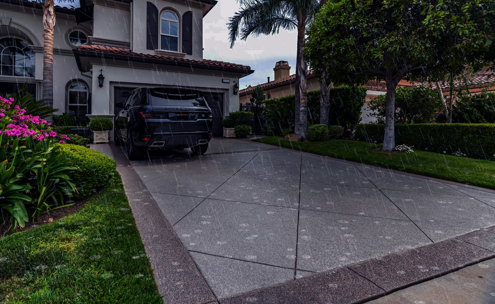 Rain hits a Cross Creek Driveway