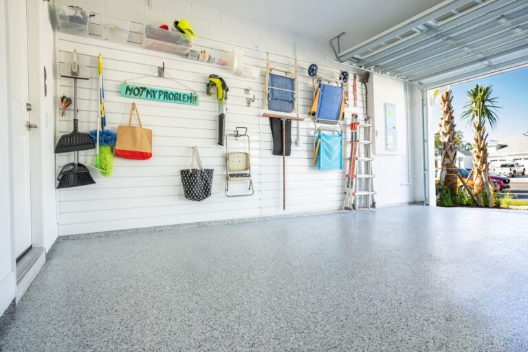 concrete coated garage floor